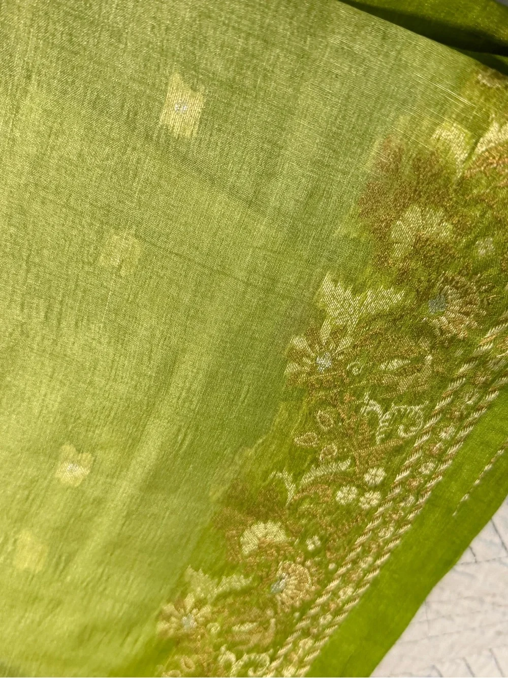 Light Green Embroidered Women’s Saari new silk